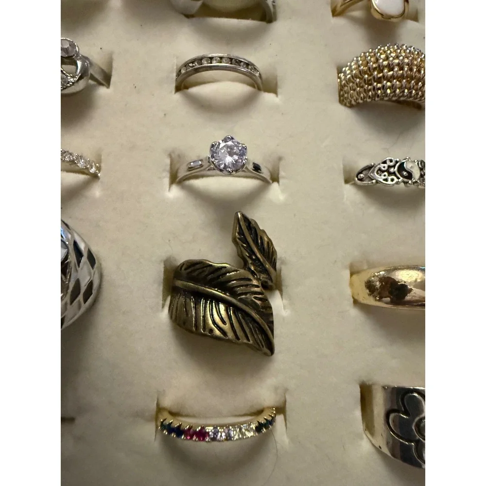 Bulk Lot 50 Fashion Rings Womens Statement Boho Vintage Style Silver Gold Tone